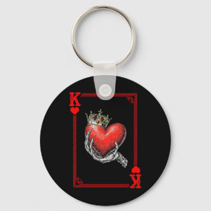 King Queen Of Hearts Playing Card Couple Matching Key Ring