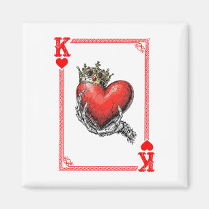 King Queen Of Hearts Playing Card Couple Matching Magnet