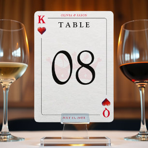 King & Queen of Hearts Playing Card Table Number