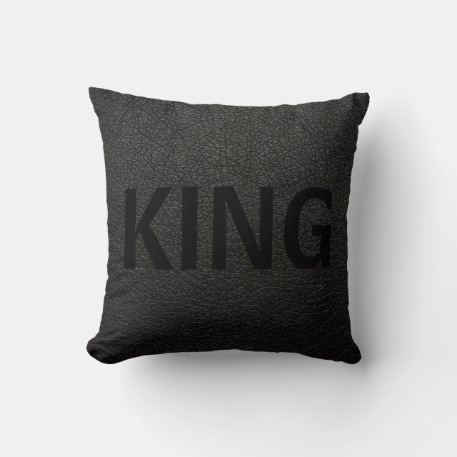 KING QUEEN on black leather Cushion (Front)