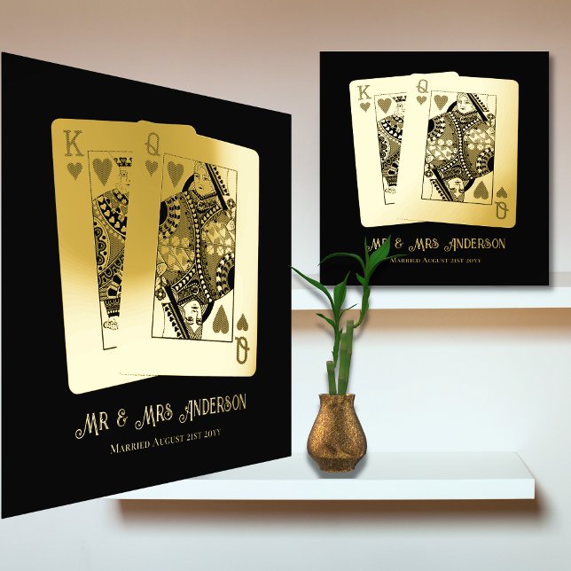 King Queen Playing Cards Newlywed Anniversary Gift Foil Prints (Creator Uploaded)