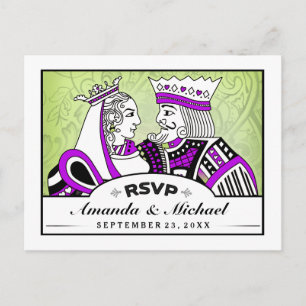 King & Queen Playing Cards RSVP Matching Postcard