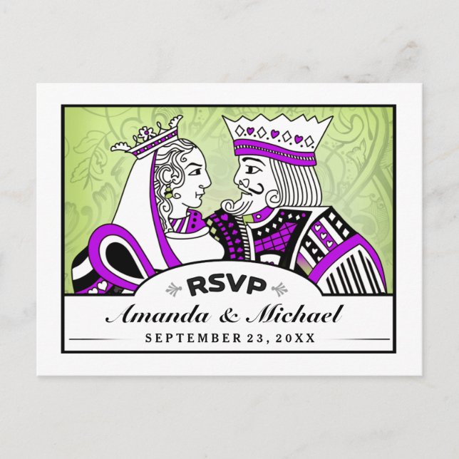 King & Queen Playing Cards RSVP Matching Postcard (Front)