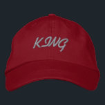 KING Red Colour Super Handsome Elegant-Hat Visor Embroidered Hat<br><div class="desc">KING Red Colour Super Handsome Elegant-Hat Visor Embroidered Baseball Cap. Style -Alternative Apparel Basic Adjustable Cap Hat Name - KING Hat Colour - Red Font Name - Oesco Script Create Your Own Text Name or Create Own Text Hat, Easy to Edit or Change the Hat/Cap Text. Orders More Yours Today,...</div>