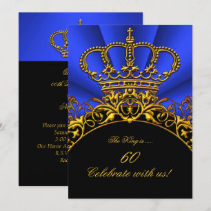 King Regal Queen Gold Royal Blue Birthday Party 2 Invitation