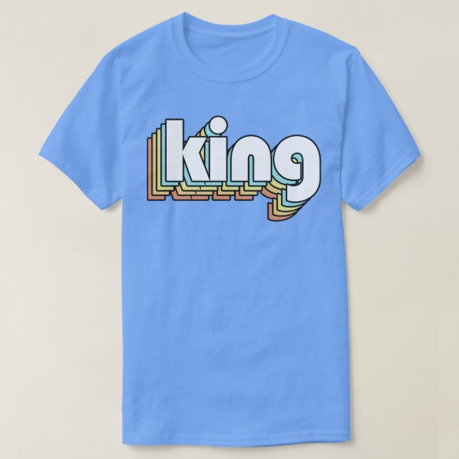 King Retro Rainbow Typography Faded Style T-Shirt (Design Front)