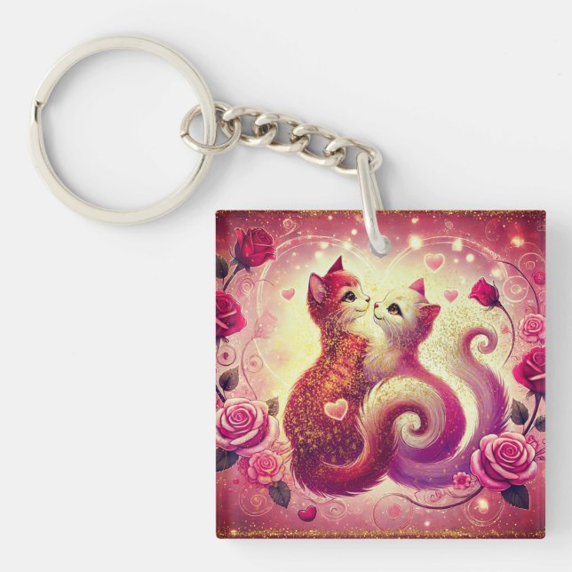King ring - pink pussy cats key ring (Front)
