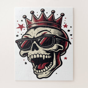 King Rockstar Skull with Sunglasses Jigsaw Puzzle