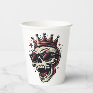 King Rockstar Skull with Sunglasses Paper Cups