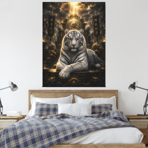 King’s Light White Tiger Throne Majestic Fanta Canvas Print