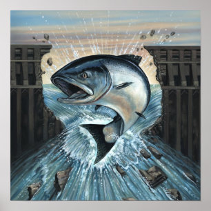 King Salmon Breaks Dam Poster