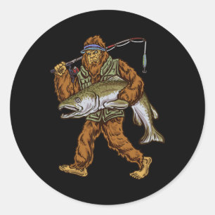 King Salmon Fishing Trout Hunting Bigfoot Fisherme Classic Round Sticker
