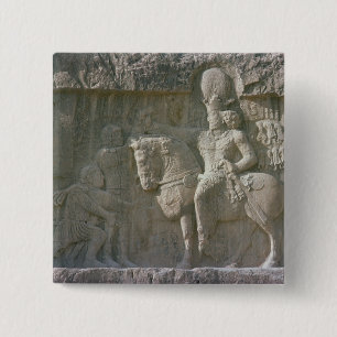 King Shapur I and Valerian Sassanian 15 Cm Square Badge