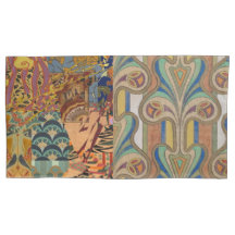 king size pair of pillowcases with art deco design