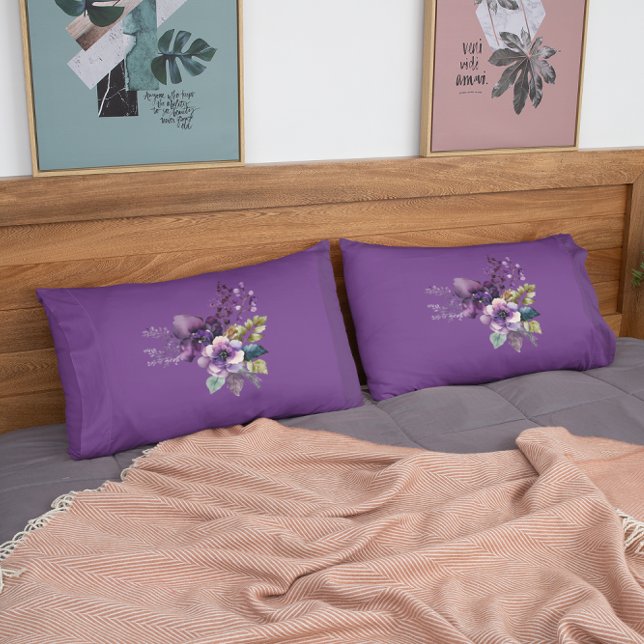 King Size Purple Floral Design Pillowcase (Creator Uploaded)