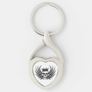 King Skull with Wings Key Ring