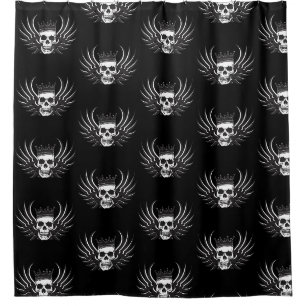 King Skull with Wings Shower Curtain