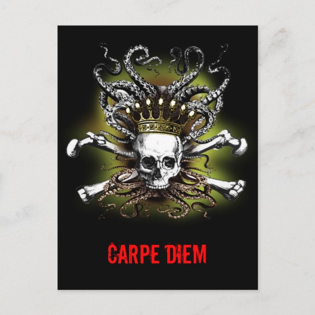 King Squid Skull Carpe Diem Postcard (Front)