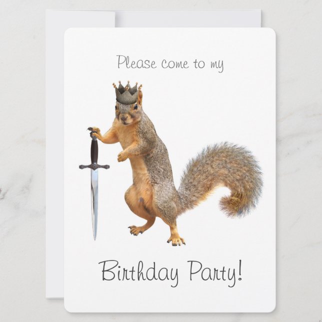 King Squirrel Birthday Party Invitation (Front)