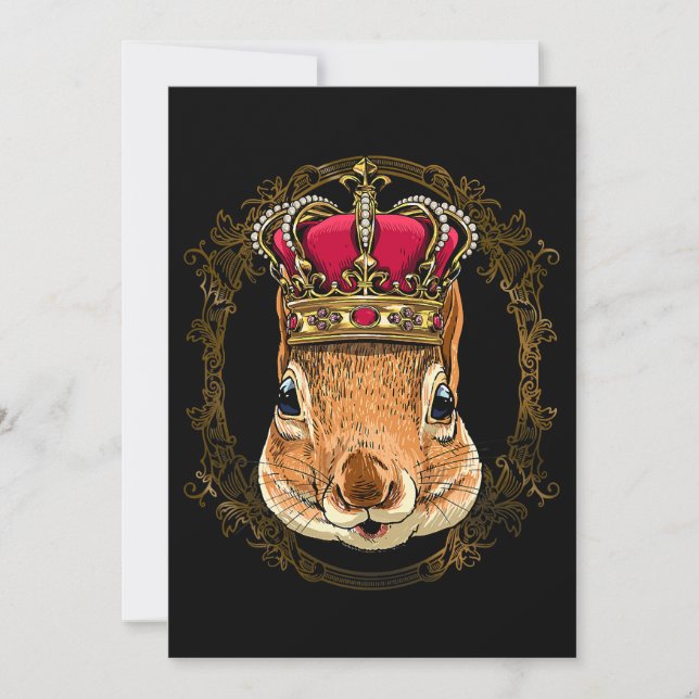 King Squirrel Wearing CrownQueen Squirrel Animal 3 Invitation (Front)