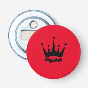 King Text Black Colour Crown Button Bottle Opener