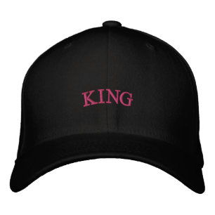 King Text Black Colour Wool Outings Perfect Head Embroidered Hat