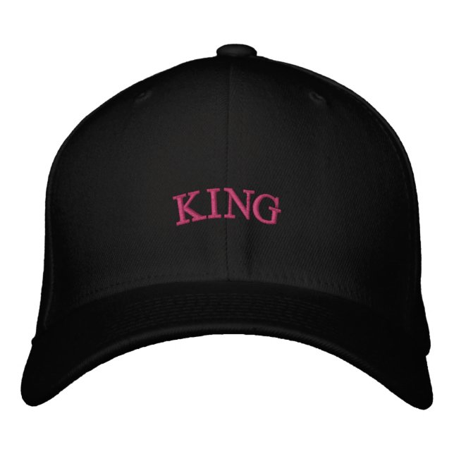 King Text Black Colour Wool Outings Perfect Head  Embroidered Hat (Front)
