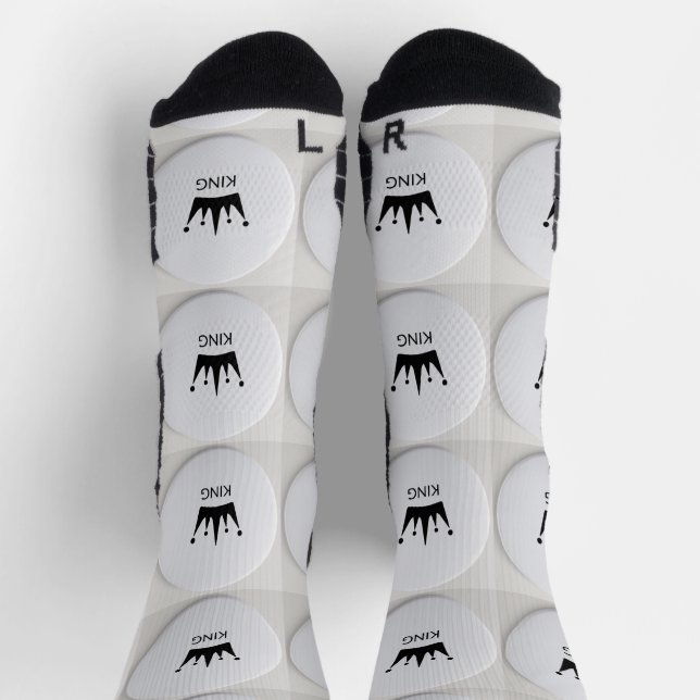 King Text Circular Badge Image Printed Stylish  Socks (Top)