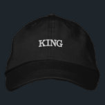 King Text Name Black Colour Embroidered Caps Hat<br><div class="desc">King Text Name Black Colour Embroidered Hats or Caps,  Font Name is Century.

Style type is Alternative Apparel Basic Adjustable Cap,  Colour type is Black.</div>