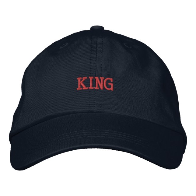King Text Printed Embroidered hats Caps (Front)