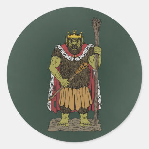 King Troll Classic Round Sticker