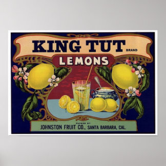 King Tut Brand Lemons Crate Label Poster