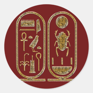 King Tut  Hieroglyphics Classic Round Sticker