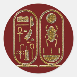 King Tut  Hieroglyphics Classic Round Sticker