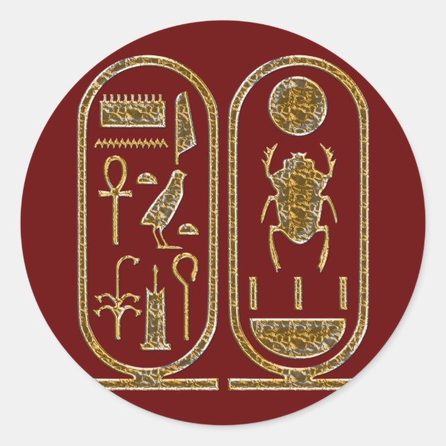 King Tut  Hieroglyphics Classic Round Sticker (Front)