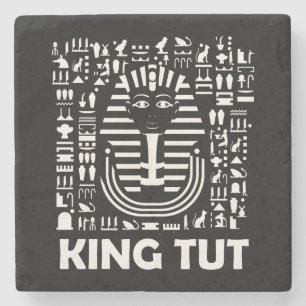 King tut pharaoh egyptian Hieroglyphic Alphabet Stone Coaster