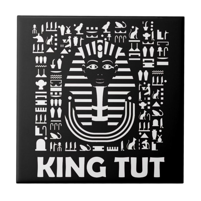 King tut pharaoh egyptian Hieroglyphic Alphabet Tile (Front)