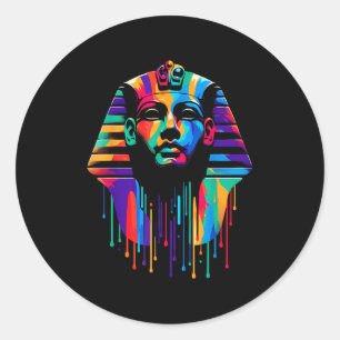 King Tut. Tutankhamun Minimalist Vibrant Style Chr Classic Round Sticker