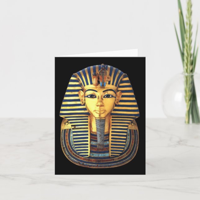 King Tutankhamun, Gold Mask, Egyptian Pharaoh Card (Front)