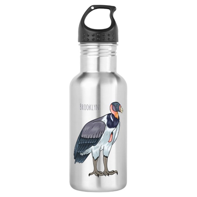 King vulture bird cartoon illustration 532 ml water bottle (Front)
