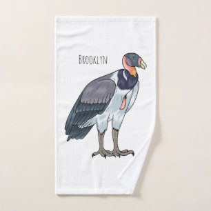 King vulture bird cartoon illustration  bath towel set