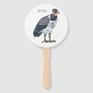 King vulture bird cartoon illustration  hand fan