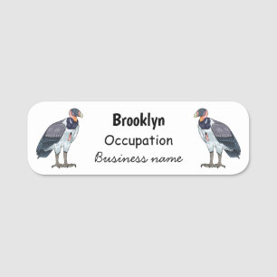 King vulture bird cartoon illustration  name tag
