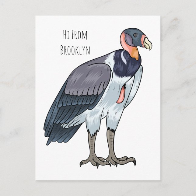 King vulture bird cartoon illustration  postcard (Front)