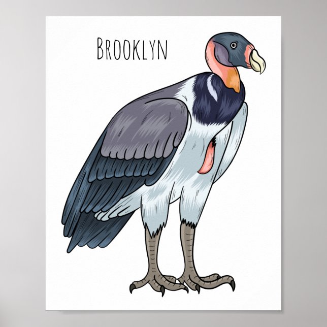 King vulture bird cartoon illustration poster (Front)