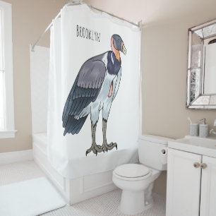 King vulture bird cartoon illustration shower curtain