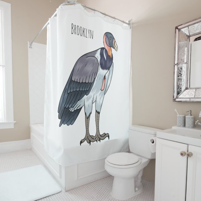 King vulture bird cartoon illustration  shower curtain (In Situ)