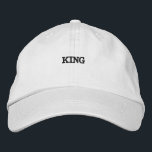 King White Colour Visor Embroidered Caps or Hats<br><div class="desc">King White Colour Visor Embroidered Caps or Hats.

Font Name is Century,  Font Size 26,  King Black Colour Text. 

Style type is Alternative Apparel Basic Adjustable Cap,  Colour type is White.</div>