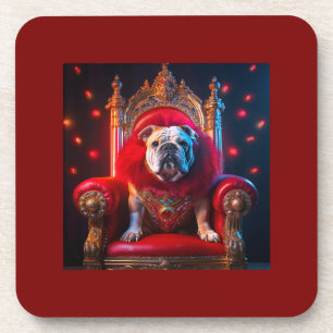 King Winnie The Bulldog On His Throne Coaster