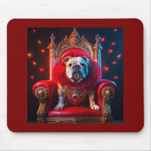 King Winnie The Bulldog On His Throne Mouse Pad